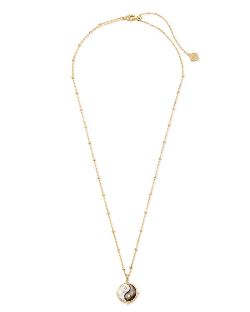 Yin Yang Gold Pendant Necklace in Neutral Mix image number 1